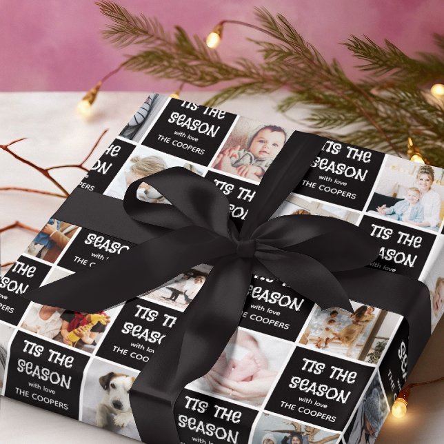 Papier Cadeau Tis Season Fun Photo Grid Cadeau de Noël (Créateur téléchargé)