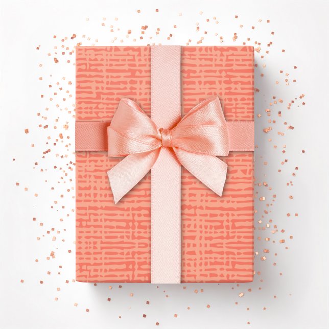 Papier Cadeau Tissage de Kano en Corail (Créateur téléchargé)