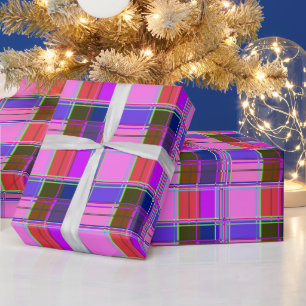 Papier Cadeau Tissu à carreaux rose motif Madras