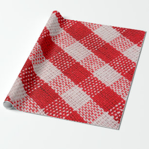 Papier Cadeau Tissu à carreaux rouges motif de nappe texture ba