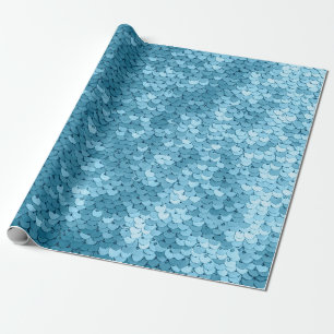 Papier Cadeau Tissu brillant bleu ciel avec paillettes, dossier 
