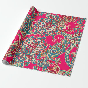 Papier Cadeau Tissu floral avec motif en cachemire