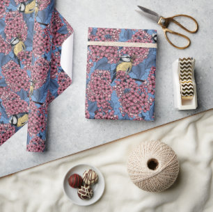 Papier Cadeau Tit birds dans le jardin lilas