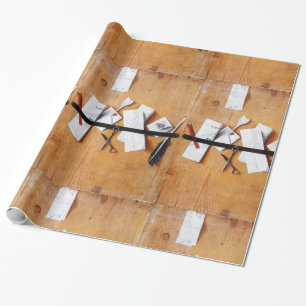 Papier Cadeau TITULAIRE DE LETTRE EN BOIS, Noir Brown, Blanc