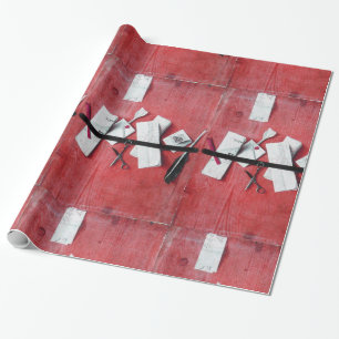 Papier Cadeau TITULAIRE DE LETTRE EN BOIS, Noir rouge, Blanc