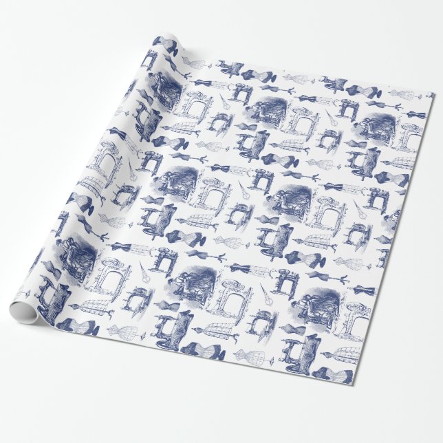 Papier Cadeau Toile à coudre vintage (Déroulé)
