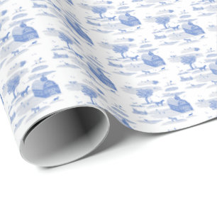 Papier Cadeau Toile Animaux de Ferme (Bleu) 