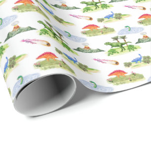 Papier Cadeau Toile aux Dinosaures (Couleurs Originales)