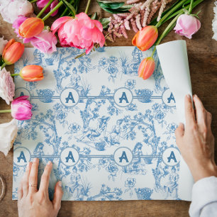Papier Cadeau Toile bleue et blanche