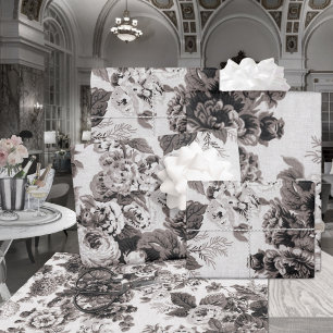 Papier Cadeau Toile Brown couleur grise Vintage florale