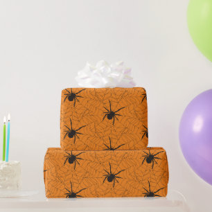 Papier Cadeau Toile d'araignée noire et orange artisanat Hallowe
