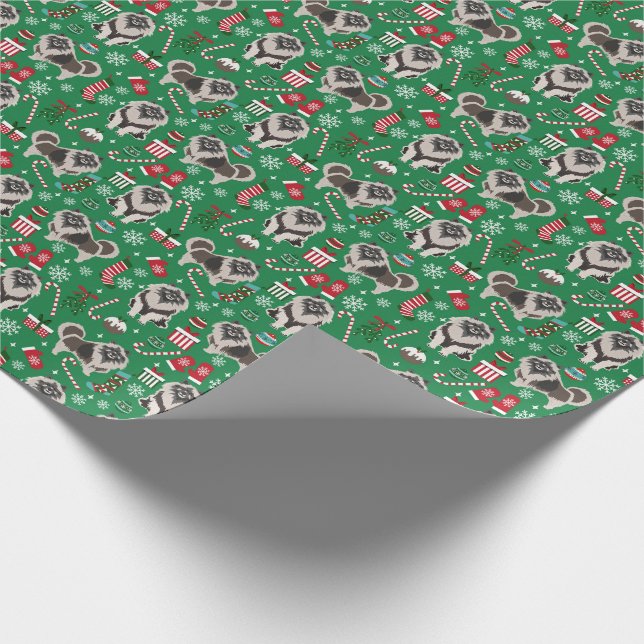 Papier Cadeau Toile de chien de Noël Keeshond (Coin)