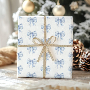 Papier Cadeau Toile de Jouy Blue Elegant Bow