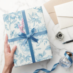 Papier Cadeau Toile de jouy Chinoiseries Pivoines Floral