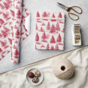 Papier Cadeau Toile de Noël rouge