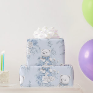 Papier Cadeau Toile Florale française et Baby shower d'ours