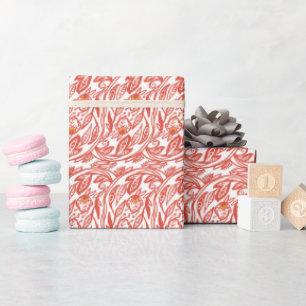 Papier Cadeau Toile florale rouge