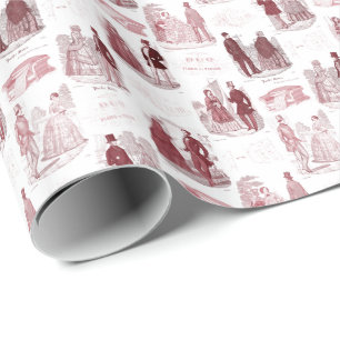Papier Cadeau Toile rouge de mode de Biedermeier et blanc