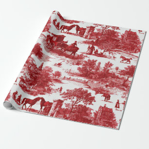 Papier Cadeau Toile rouge rustique avec imagerie détaillée de la