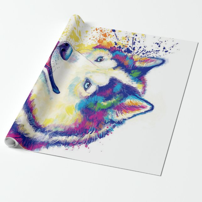 Papier Cadeau Toile Sibérienne Husky (Déroulé)