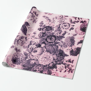 Papier Cadeau Toile Vintage couleur rose noir et blanc