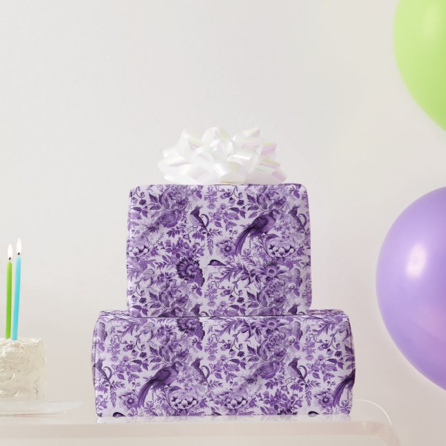 Papier Cadeau Toile violette de Jouy Jardin français (Cadeaux de fête)