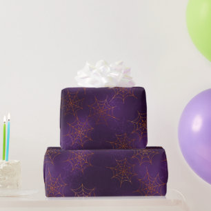 Papier Cadeau Toiles d'araignée orange et violette glamour Hallo