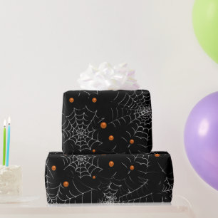 Papier Cadeau Toiles d'araignées et points modernes Halloween no
