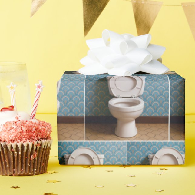 Papier Cadeau Toilettes blanches avec le siège Pp (Fête d'anniversaire)