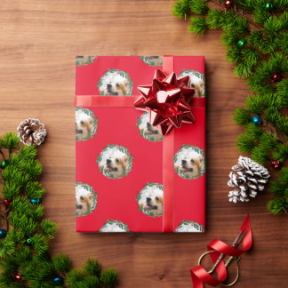 Papier Cadeau Ton chien dans la couronne de Noël papier d'envelo