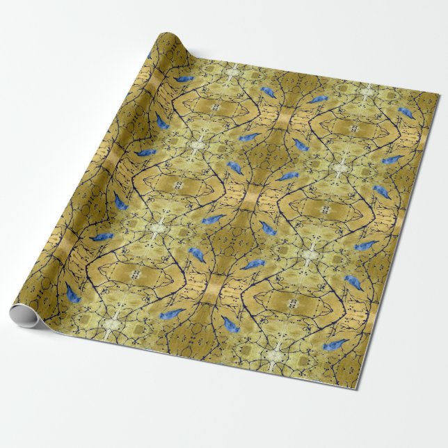 Papier Cadeau Tonkinson - Bluebird ii gold gift wrap Cadeaupapi (Déroulé)