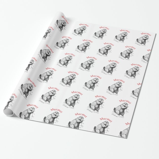 Papier Cadeau Tonnerre_Cove d'animal de marmotte cuite (Déroulé)