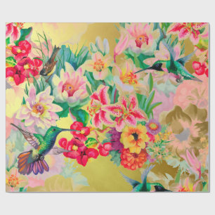 Papier Cadeau Tonnerre-Oiseau en bon état floral de pastel de