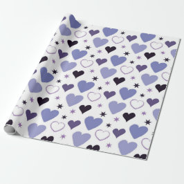 PAPIER CADEAU TONS DE COEURS DE JOUR PURPLE & WHITE VALENTINES