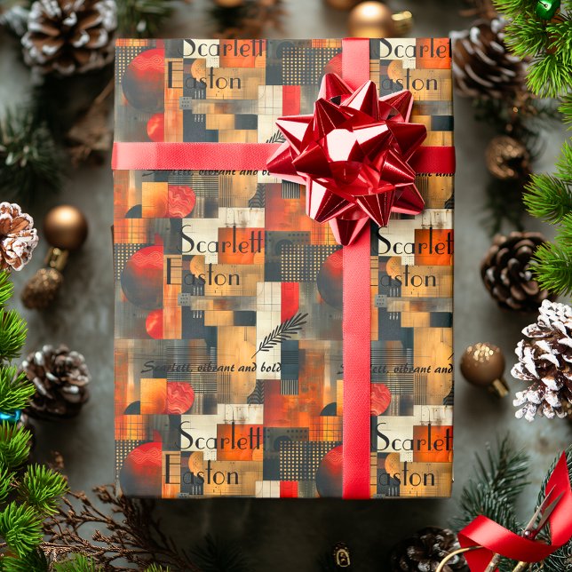 Papier Cadeau Tons géométriques, noirs et Brown personnalisés (Créateur téléchargé)