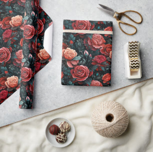 Papier Cadeau Tons romantiques des roses rouges