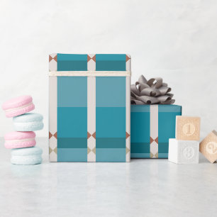 Papier Cadeau Tons Terre Bleu Brown Gris Élégant Art Géométrique