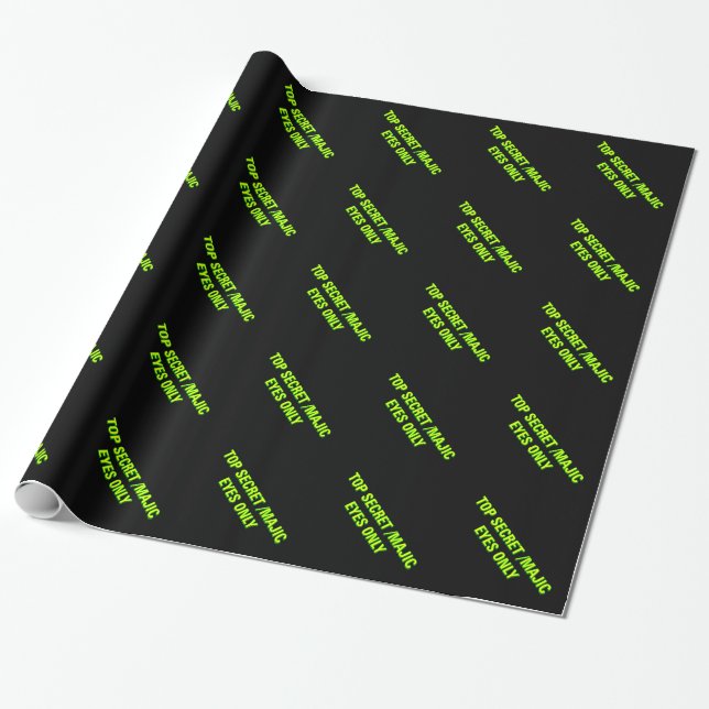 Papier Cadeau Top Secret /Majic Eyes Only (Vert sur Noir) (Déroulé)