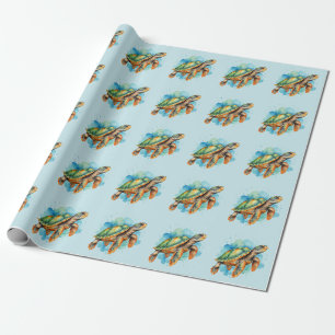 Papier Cadeau Tortue à peinture mignonne