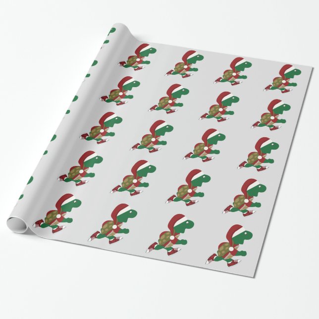 Papier Cadeau Tortue courante de Noël (Déroulé)