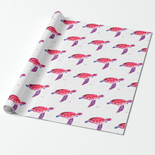Papier Cadeau Tortue sous la mer Aquarelle Océan Nautique