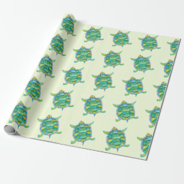Papier Cadeau Tortues vertes tropicales
