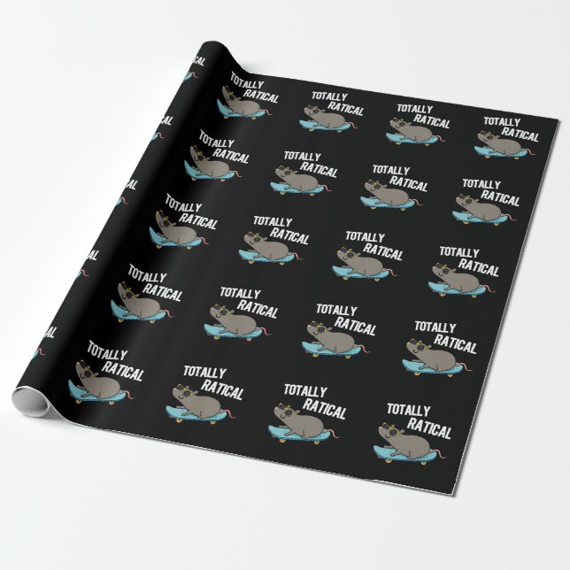 Papier Cadeau Totalement Ratique Funny Rat Pun Dark BG (Déroulé)