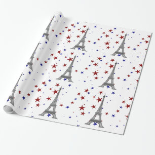 Papier Cadeau Tour Eiffel avec étoiles