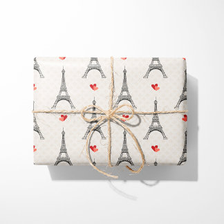 Papier Cadeau Tour Eiffel & Coeurs