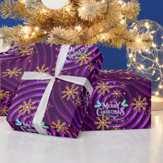 Papier cadeau tourbillons métallisés violets floco