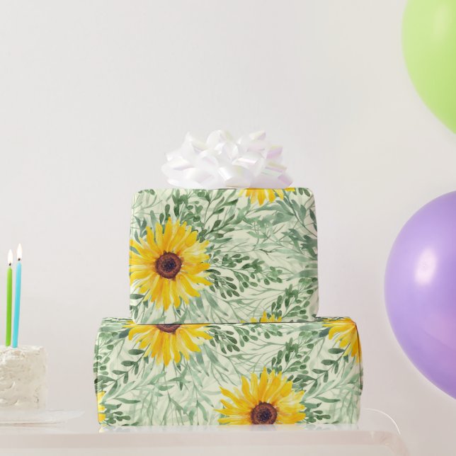 Papier Cadeau Tournesol aquarelle (Cadeaux de fête)
