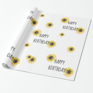 Papier Cadeau Tournesol Joyeux papier d'enveloppement d'annivers