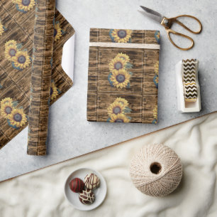 Papier Cadeau Tournesol rustique