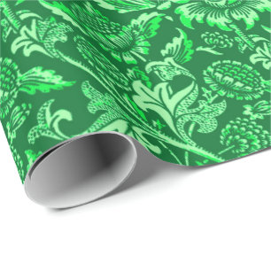 Papier Cadeau Tournesols de William Morris, vert émeraude